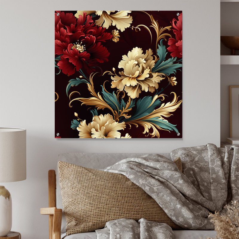 Victorian Renaissance Revival Victorian Motif - Art mural acrylique floral moderne, H 16 po x l 16 po