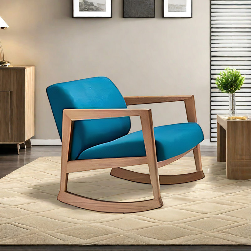 Chaise berçante avec accoudoirs en frêne massif