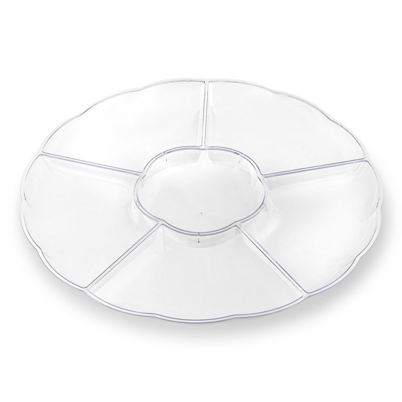 Clear Big 6-Partition Round Disposable Plastic Trays