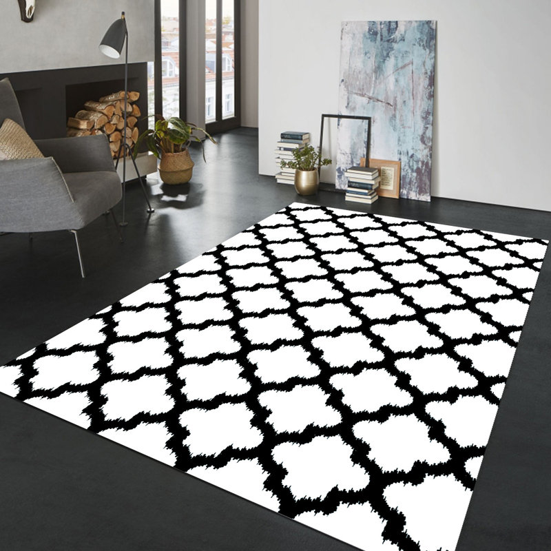 Cotton Geometric Indoor Rug, Rectangle 3'11" x 6'7"