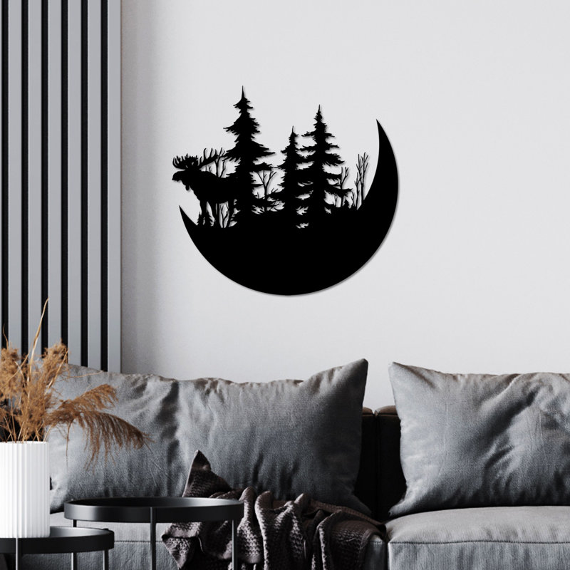 Decorative Metal Wall Accessory, Black Finish, 19.7 x 18.1 inches | 100% Metal, Thickness: 0.06 inches | Easy Wall Mount Design, Lightweight at 3.1 lbs | Perfect for Home Decor & Modern Interiors