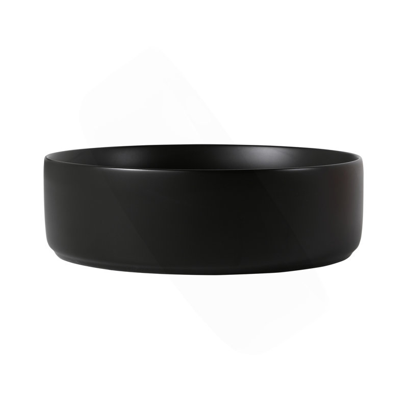 Ceramic Circular Vessel Bathroom Sink Art Sink, Matte Black