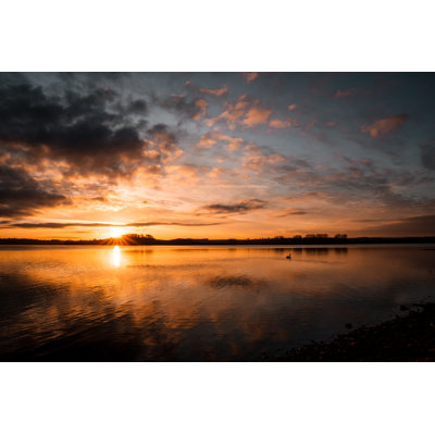Sunset On Lake - Wrapped Canvas Print