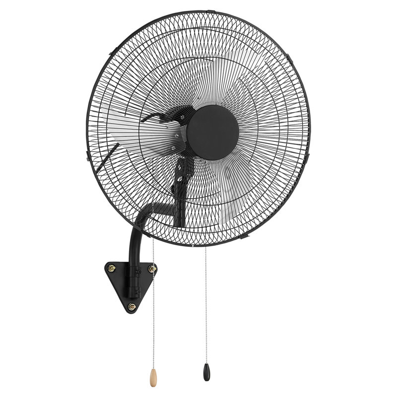 Ventilateur mural, ventilateur mural oscillant de 20 po, 3 vitesses, longue distance de circulation d'air, angle de rotation réglable, mécanique puissant pour l'industrie, commercial, garage, atelier, gymnase, noir