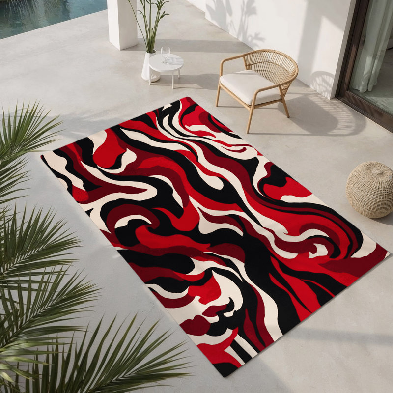 Ruby Drift Indoor And Outdoor Area Rug, Rectangle 1'6" x 2'6"