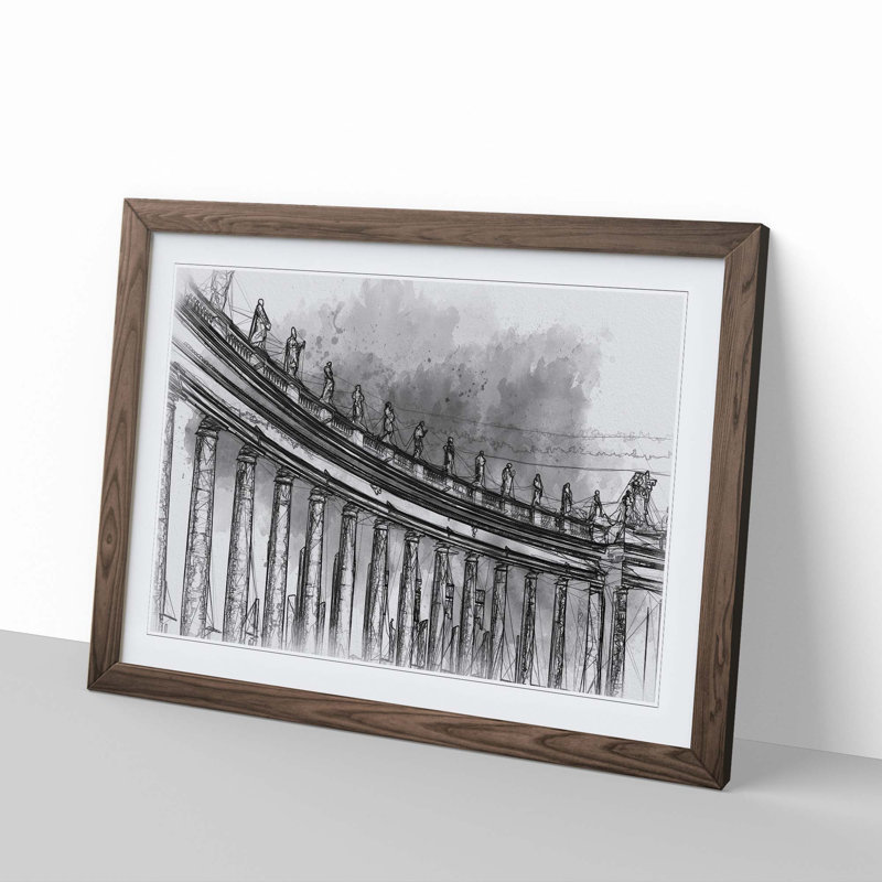 St. Peter's Basilica in Rome Italy in Abstract - Picture Frame Graphic Art Print, 62cm H x 87cm W x 2cm D, Walnut Framed