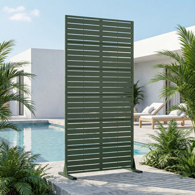 Privacy Metal Screen Fence Panel Horizontal Stripe Pattern