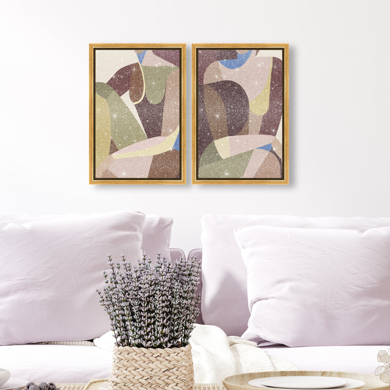 Body Studio Set Abstract Canvas Print by Oliver Gal, Black Frame, 10 x 15, 16" H x 11" W, Gold Floater Frame