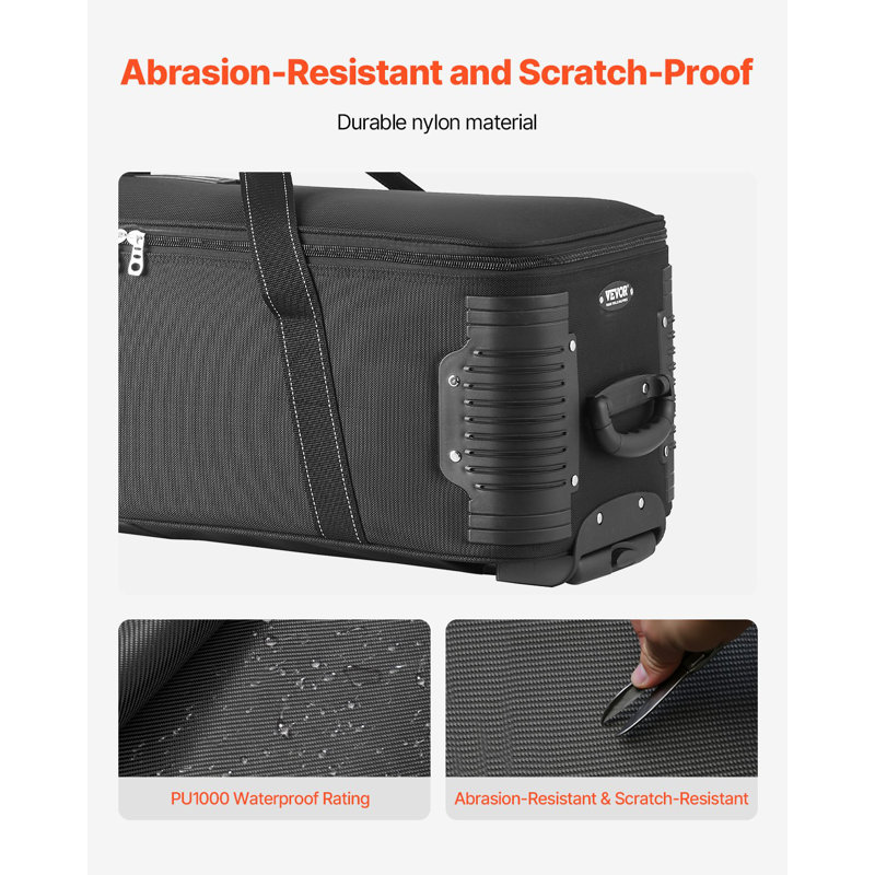 Studio Equipment Trolley Case, 35.83 X 11.81 X 14 In / 91 X 30 X 35.5 Cm, Rolling Camera Bag, Carrying Bag With Wheels Straps Padded Compartment Handle, For Light Stands, Tripods, Telescopes