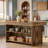 55-Inch Kitchen Island with Storage Shelves, Farmhouse Island Table Home Bar Table for Kitchen, Dining Room