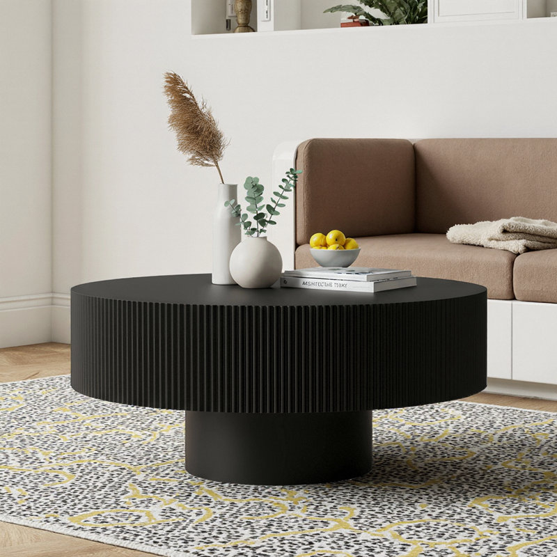 Table basse ronde à cannelures Mid-Century
