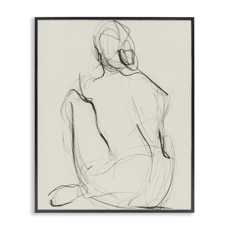 «Nude figure», estampe numérique encadrée par Victoria Barnes bh-714, Giclée encadrée noir minuit, H 14 po x l 11 po