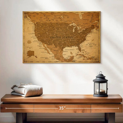 Carte des États-Unis personnalisée avec punaise antique