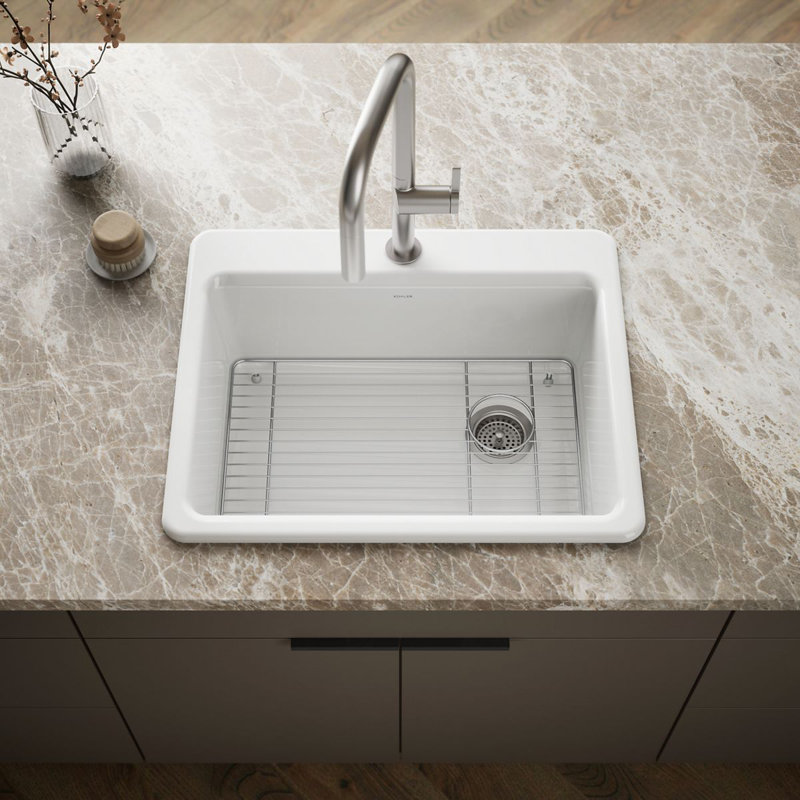 Riverby® 27" L x 22" W Drop-In Kitchen Sink, 1 Hole, White