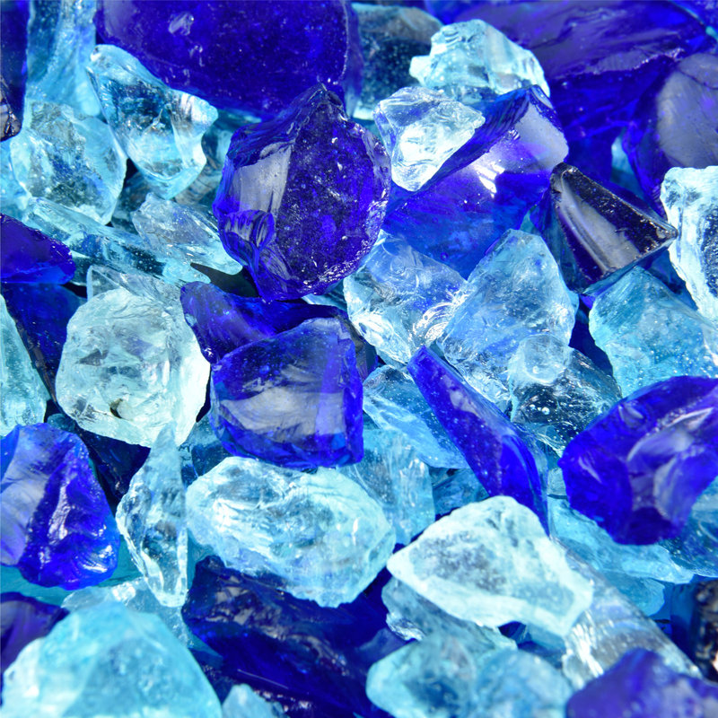 10 Lb. Fire Glass, Mediterranean Blues