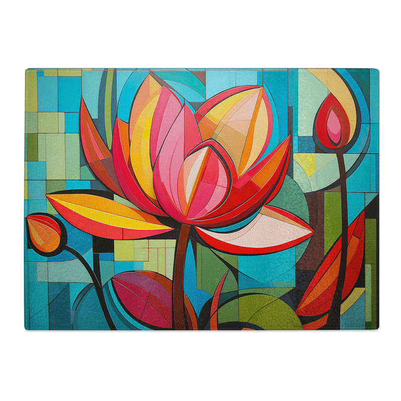 Lotus Flower Constructivism  Glass Chopping Board