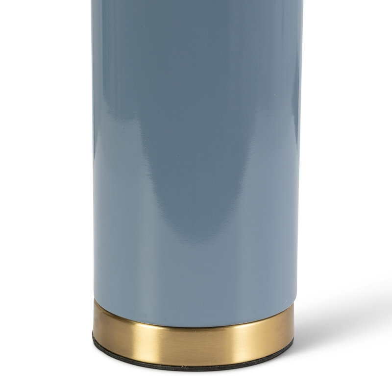 Cylinder 55cm Metal Ceramic look Table Lamp, Blue, Blue