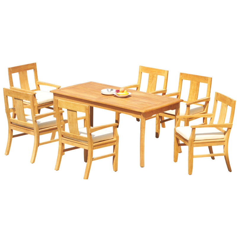 Ensemble de salle à manger rectangulaire en teck Kevon, H 30 po x L 71 po x l 36 po, 6