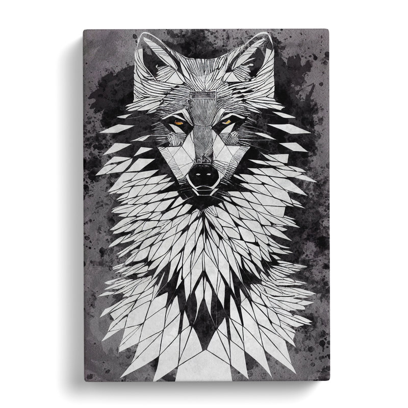 Abstract Watercolour Wolf No.1 - Wrapped Canvas, 60cm H x 40cm W x 3cm D