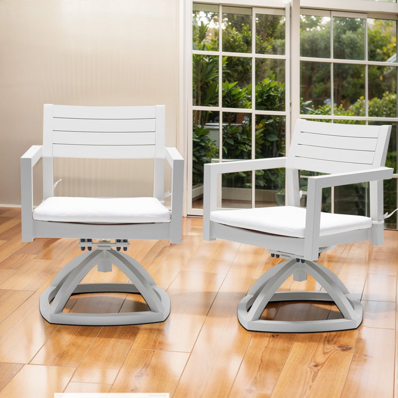 Chaise de salle à manger pivotante d'extérieur en aluminium avec coussin Sunbrella