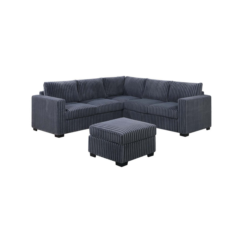 Ensemble modulaire 4 pièces avec repose-pieds Ailig, Gris foncé
