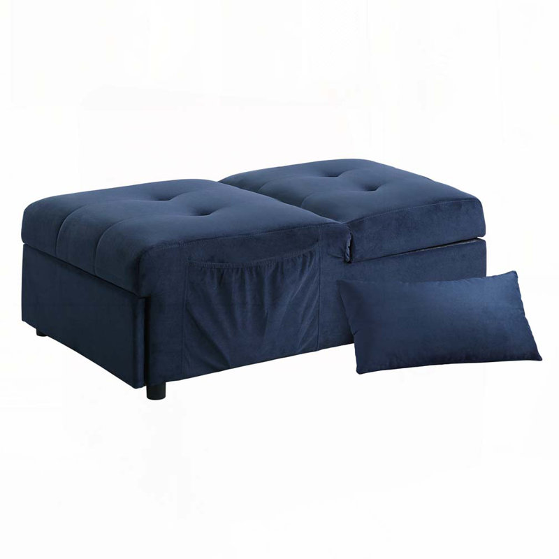 Fauteuil convertible en velours capitonné, Bleu très foncé
