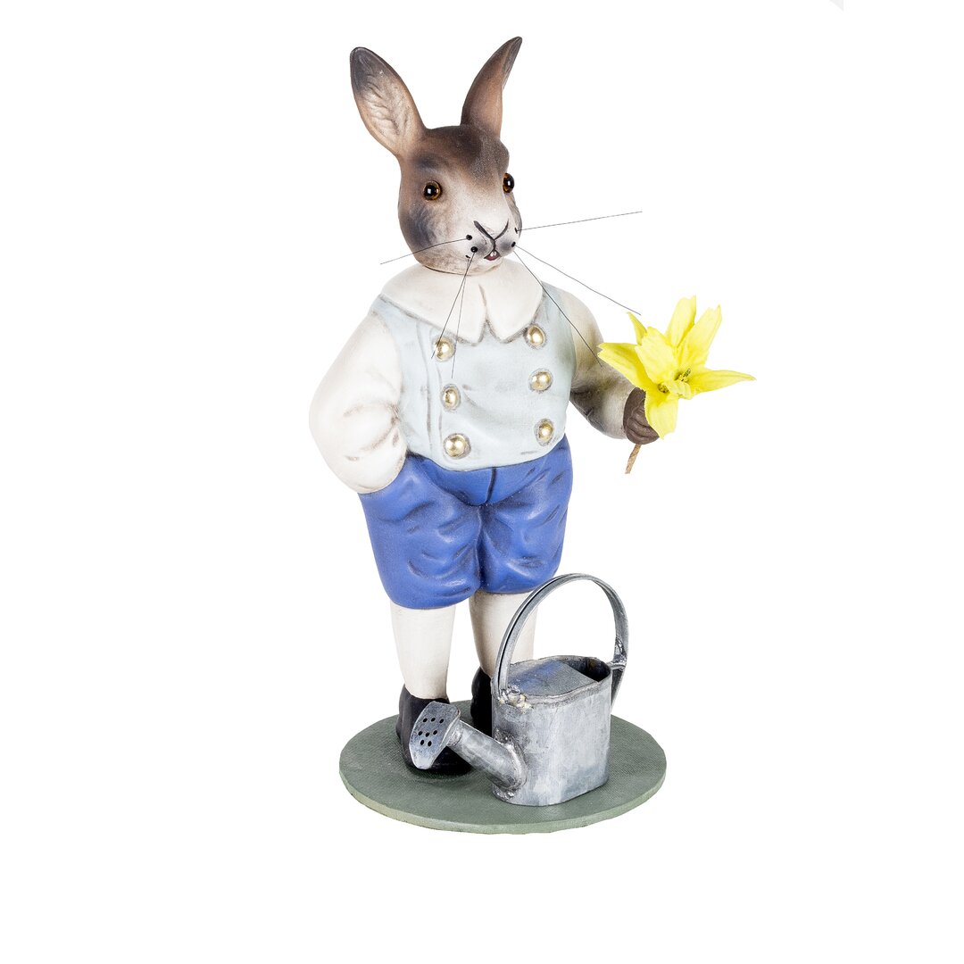 Figur Hase mit Gießkanne und Blume