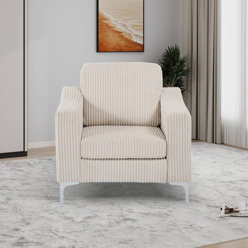 Fauteuil d'appoint rembourré l 35,22 po, Polyester beige