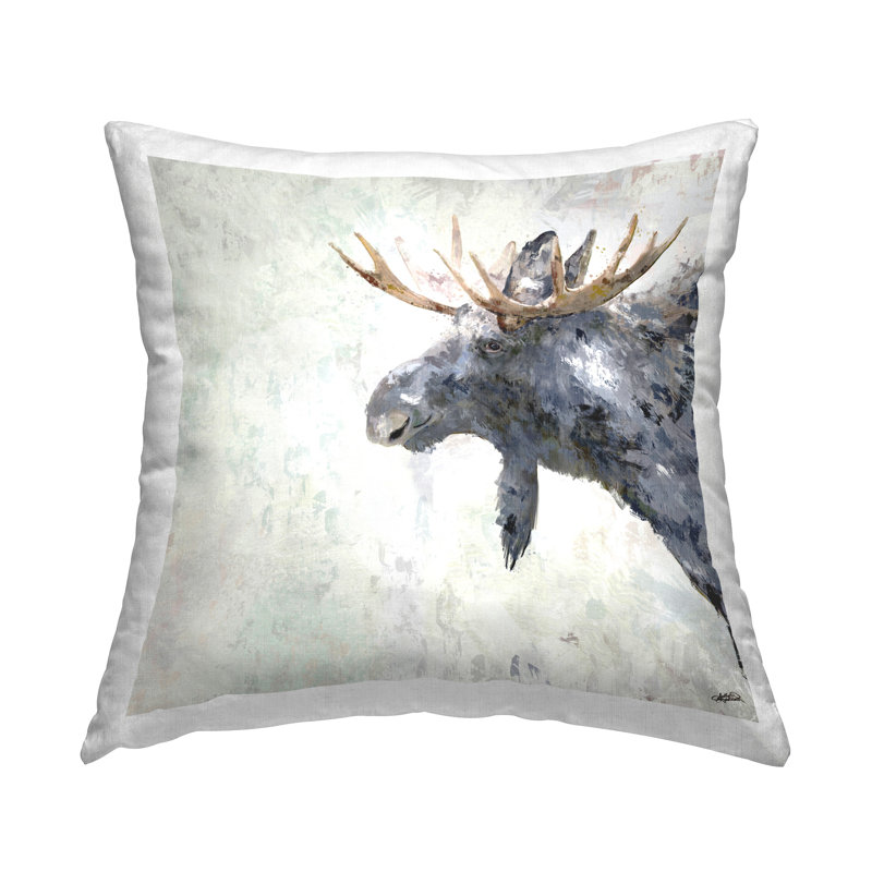 Coussin Rustic Moose View, imprimé par Sally Kaye Barlow / Makaio Design