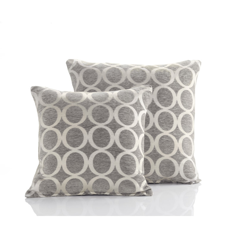 Broward Geometric Cushion Cover/Cushion with Filling, Silver, 55 x 55cm, Cushion Cover Only - No Insert