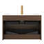 Meuble-lavabo 30 avec lavabo, armoire de rangement flottante en contreplaqué ultra-rayé avec tiroirs, lavabo intégré en pierre frittée blanche Carrara, pré-assemblé