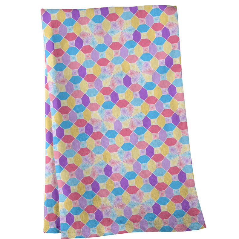 Serviette de thé à motif de vitrail Mcguigan, Polyester sergé, Jaune / Rose