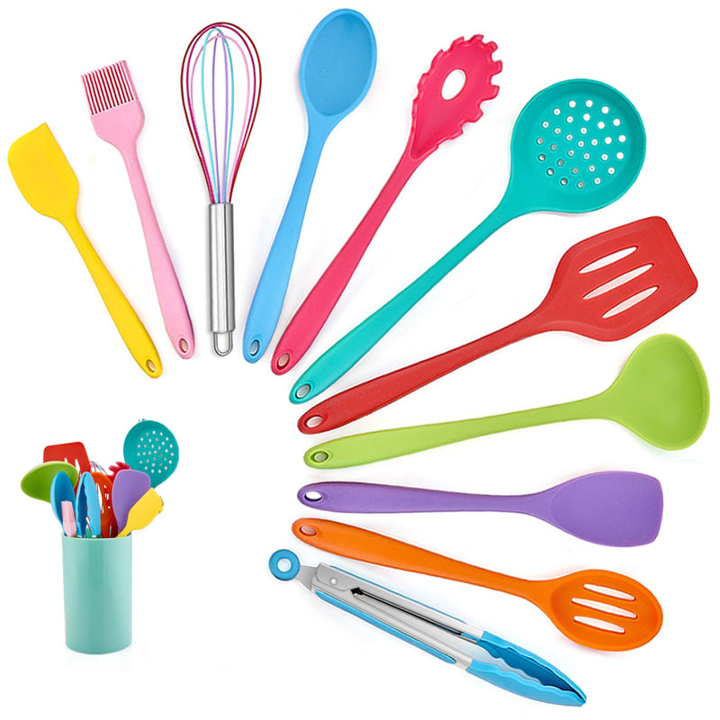 Ebern Designs Jaciya 12 Piece Cooking Utensil Set, Red/Blue/Yellow