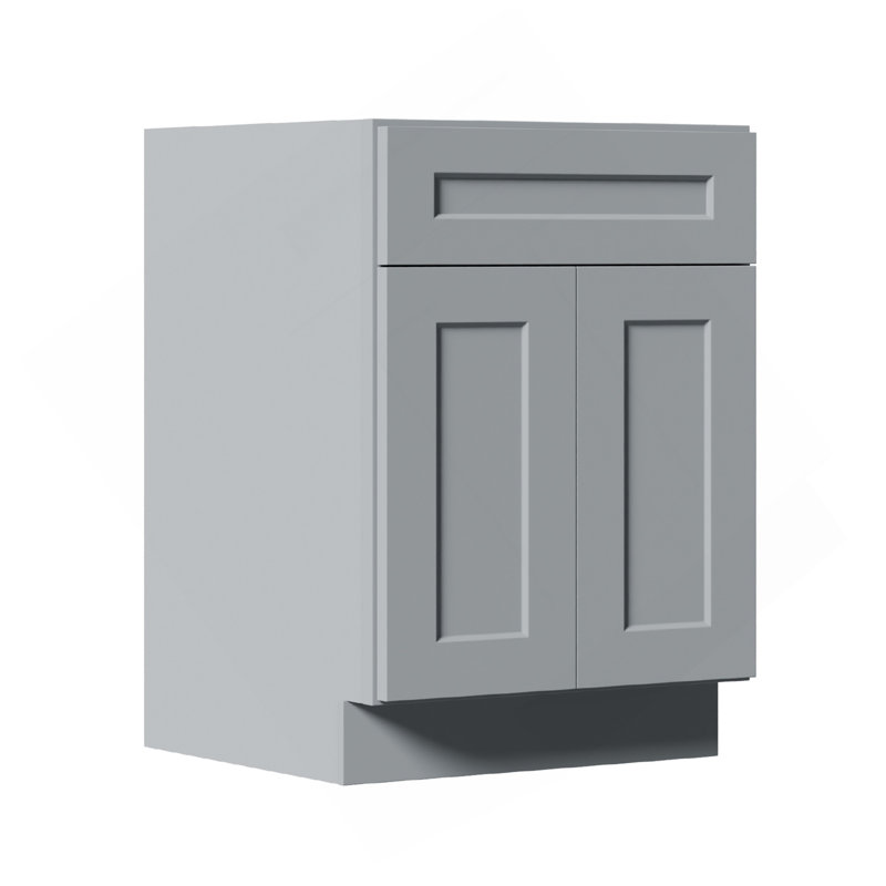 24" Gray Shaker Base Cabinet With Soft-Close Door,Drawer,Space-Saving Solid Wood Unit With Adjustable Shelf For Kitchen, Bath, Laundry, Garage (24"W X 24"D X 34.5"H)