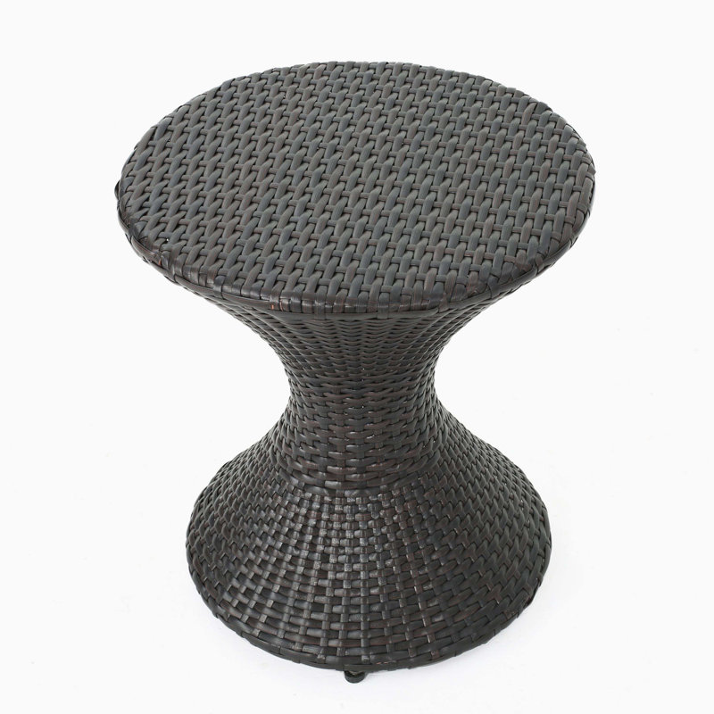 Outdoor 16-inch Multi-brown Wicker Hourgla Side Table