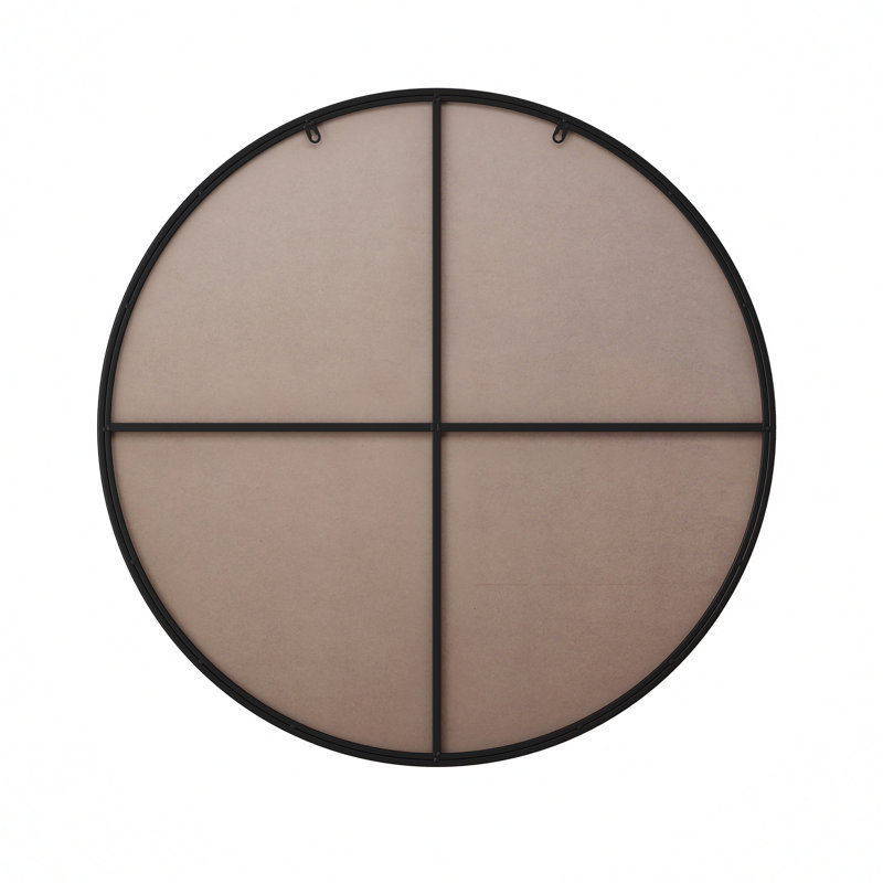 Versatile Metal Framed Circular Wall Mirror for Home Decor, Black