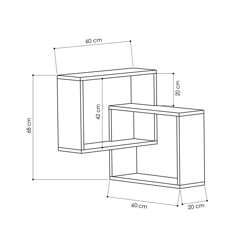 Isabelle 2 Piece Corner Shelf, White-Anthracite