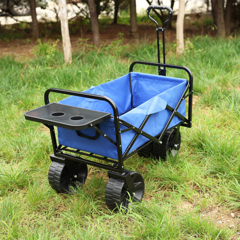 Chariot de plage pliable, Noir / bleu foncé, H 3,51 po x l 3,18 po x P 1,65 po