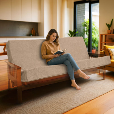 Matelas futon double en mousse à mémoire de forme, fermeture éclair robuste, confortable pour les petits appartements, design pliable, housse lavable, disponible en couleur vigne pour chambres d'amis élégantes