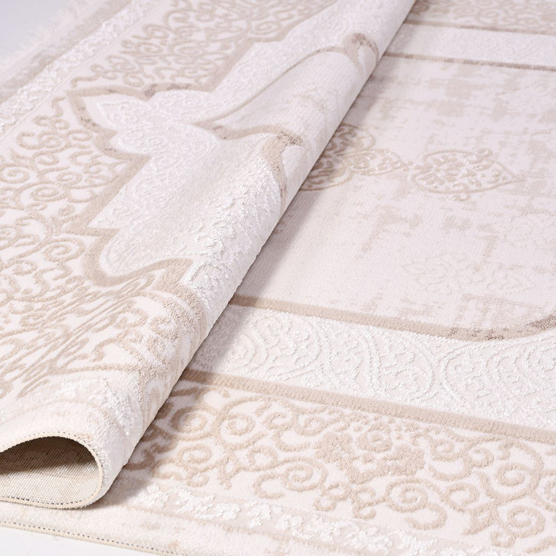 Tapis oriental lavable en machine crème antidérapant, Rectangle 2 pi 8 po x 5 pi