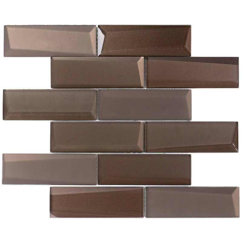 Remington 2x6 Polished Glass Subway Mosaic Tile, Bronze