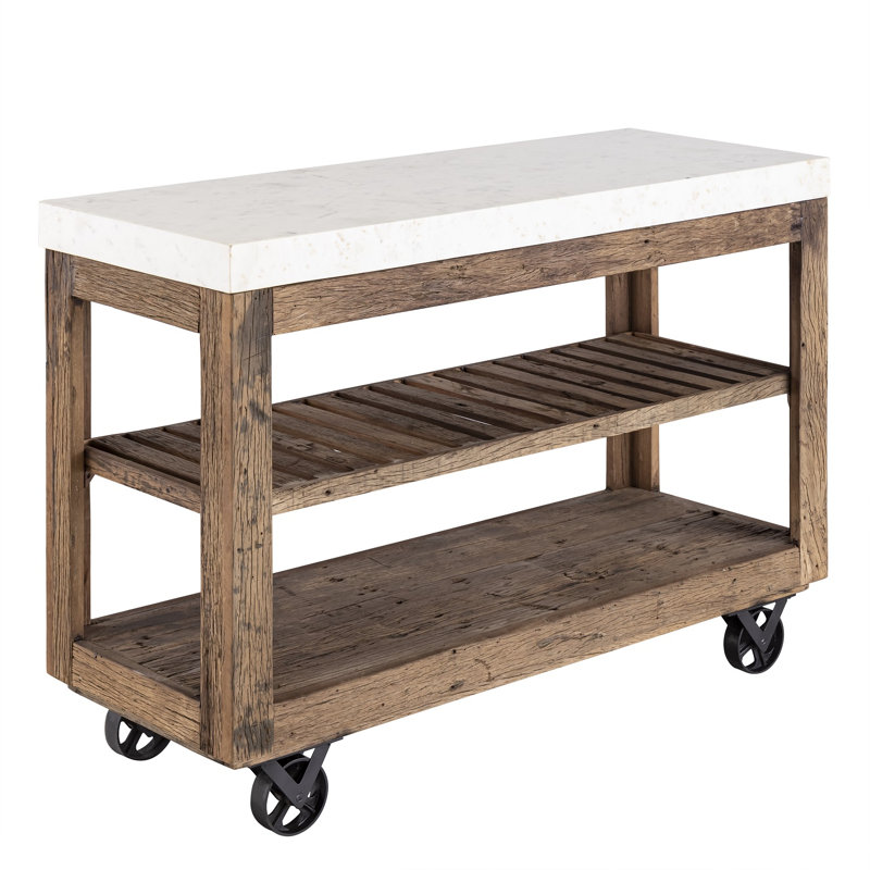 Îlot de cuisine en bois Sm sur roulettes, H 37 po x L 52 po x l 20 po
