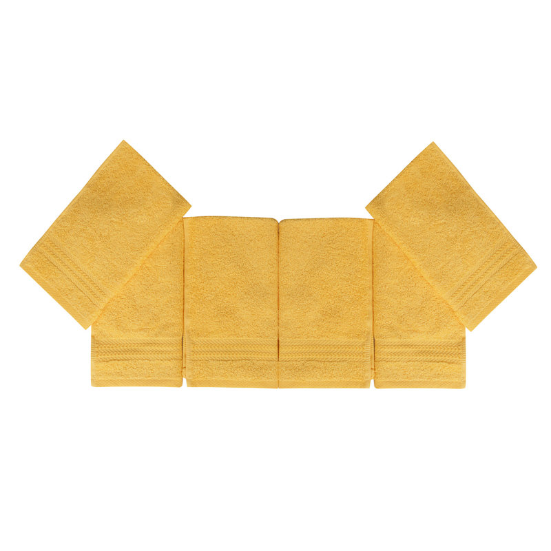 Luxury Cotton Wash Towel Set (6 Pieces), Dark Yellow, 11.8 x 19.7 inches | 100% Cotton, 500 g/m² for Softness & Absorbency | Machine Washable at 104°F, Ideal for Bath & Spa, Premium Quality Towels