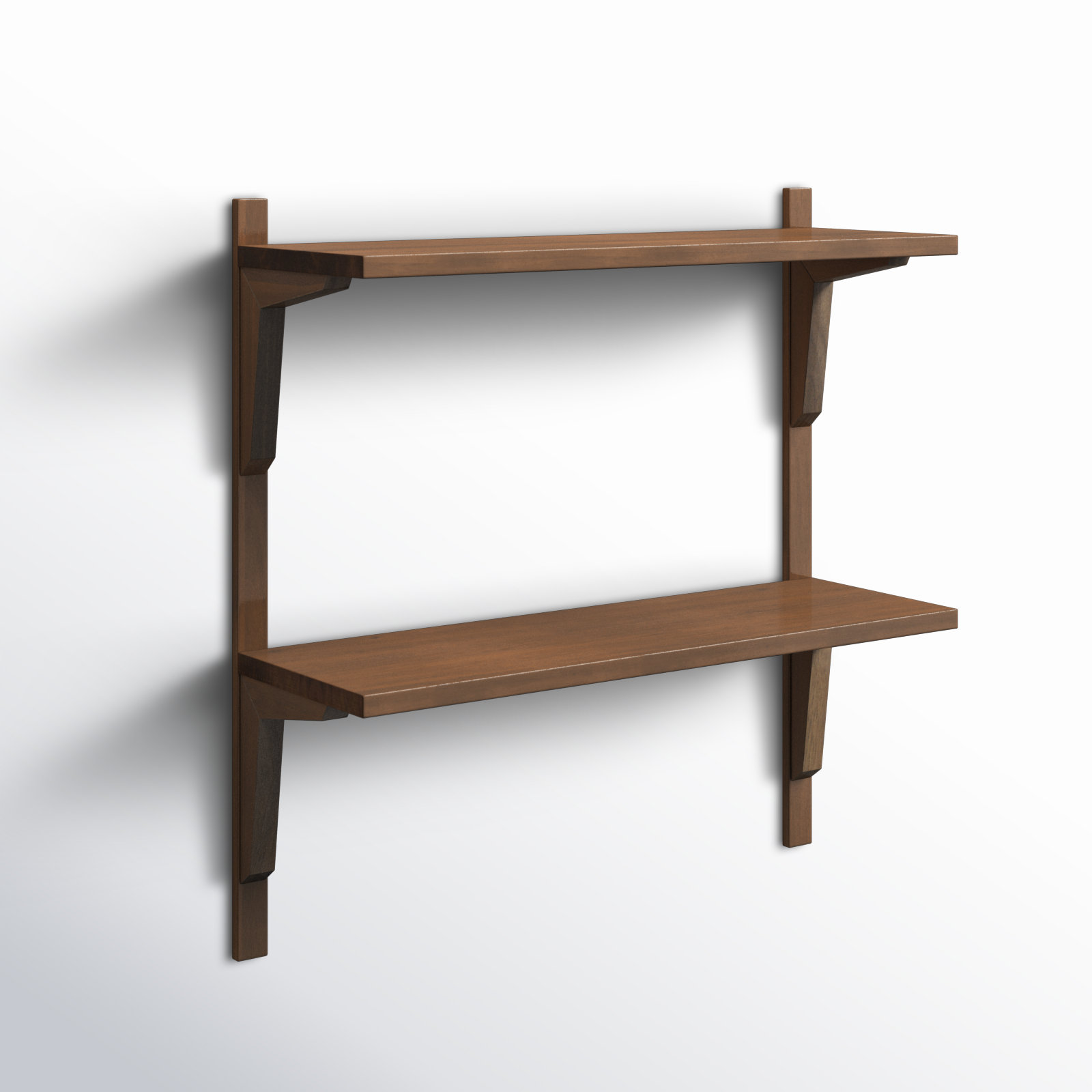 Baez Poplar Solid Wood Wall Shelf, Rustic Brown