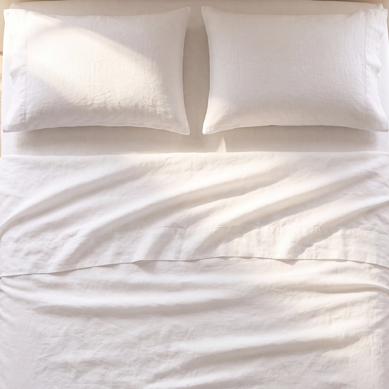 Organic Relaxed Linen Belgian Flax Linen Standard Pillowcase - Set of 2, Alpine White, King Pillowcase