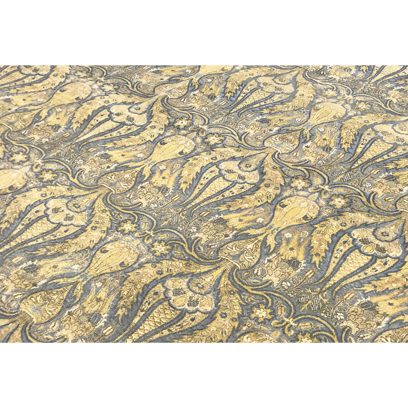 One-of-a-Kind Hand-Knotted High-Quality Area Rug in Gold/Gray