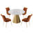 Magallanes 4-Person Round Marble Table Velvet Chairs Dining Set-1463240061-1463240056