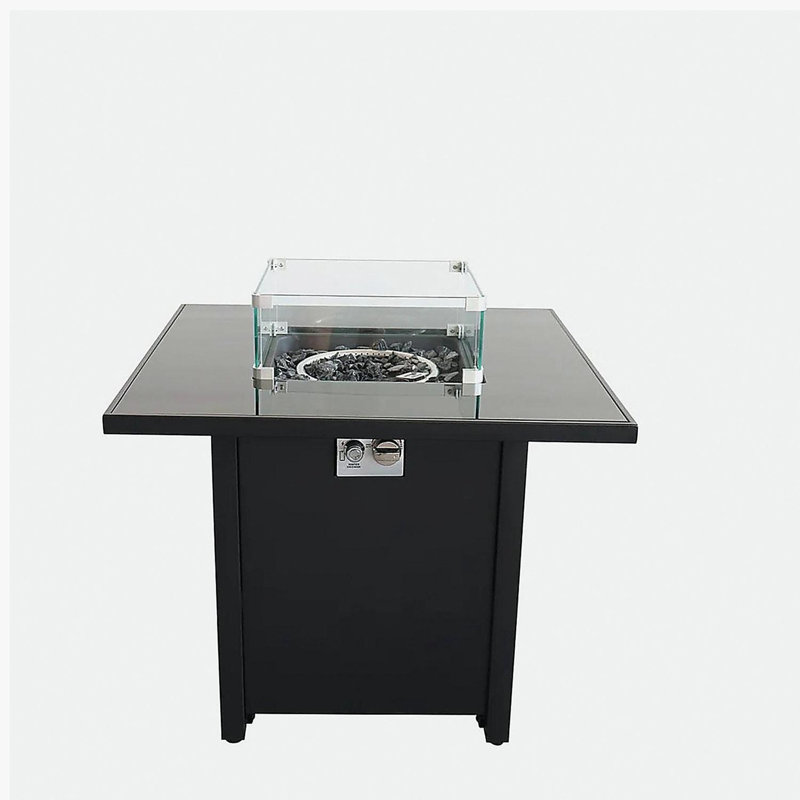 Foyer en métal thermolaqué avec toit en verre fumé