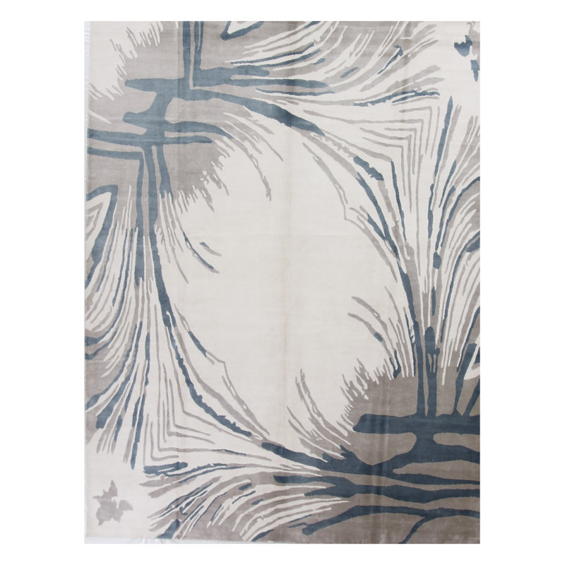 Abstract Area Rug in Blue/Ivory/Gray