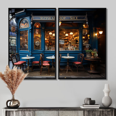 Ensemble de 2 art mural français Parisian Cafe Blues - France